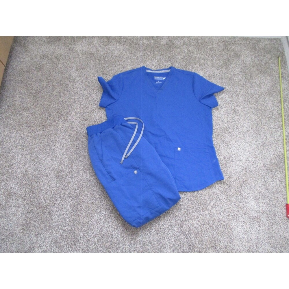Fabletics Technical Collection Scrub Set Top & Pants L Blue Solid